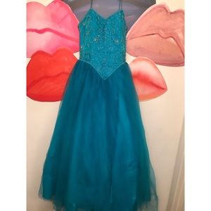 Teal Gown w/ Silver Beading
